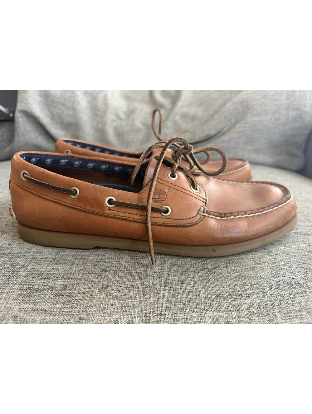 Timberland Boat Shoes Size Mens 11.5 Tan Leather 2 Eye Style 71065
